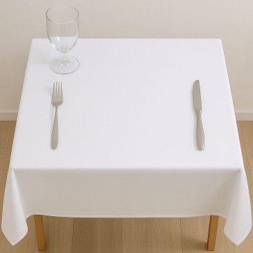 Victoria Tablecloth Plain Dyed White - Square