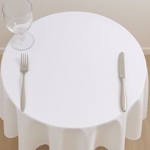 Victoria Tablecloth Plain Dyed White - Circular